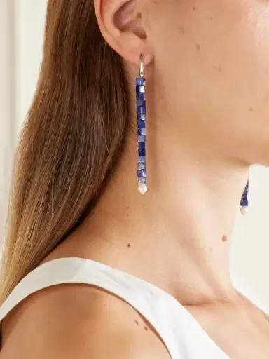 Le Sundial Inès Sterling Silver, Lapis Lazuli And Pearl Earrings | Thumbnail 2 Le Sundial Inès Sterling Silver, Lapis Lazuli And Pearl Earrings | Thumbnail 2