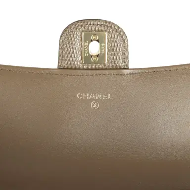 Chanel Chanel Long Top Handle Clutch with Chain Dark Khaki Lizard Embossed Calfskin Gold Hardware | Thumbnail 9 Chanel Chanel Long Top Handle Clutch with Chain Dark Khaki Lizard Embossed Calfskin Gold Hardware | Thumbnail 9