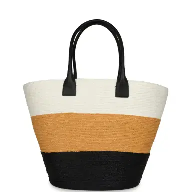 Chanel Chanel Maxi Coco Beach Small Shopping Bag White, Dark Beige, Black Raffia and Calfskin | Thumbnail 4 Chanel Chanel Maxi Coco Beach Small Shopping Bag White, Dark Beige, Black Raffia and Calfskin | Thumbnail 4