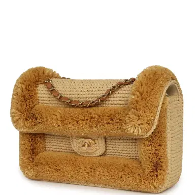 Chanel Chanel Medium "Fluffy Raffia" Flap Bag Beige Raffia Gold Hardware | Thumbnail 5 Chanel Chanel Medium "Fluffy Raffia" Flap Bag Beige Raffia Gold Hardware | Thumbnail 5
