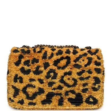 Chanel Chanel Mini Cheetah Print Flap Bag Orange, Black Sequin Gold Hardware | Thumbnail 4 Chanel Chanel Mini Cheetah Print Flap Bag Orange, Black Sequin Gold Hardware | Thumbnail 4