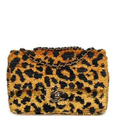 Chanel Chanel Mini Cheetah Print Flap Bag Orange, Black Sequin Gold Hardware | Thumbnail 1 Chanel Chanel Mini Cheetah Print Flap Bag Orange, Black Sequin Gold Hardware | Thumbnail 1