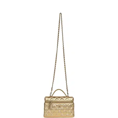 Chanel Chanel Top Handle Long Vanity Case with Chain Gold Metallic Caviar Light Gold Hardware | Thumbnail 7 Chanel Chanel Top Handle Long Vanity Case with Chain Gold Metallic Caviar Light Gold Hardware | Thumbnail 7