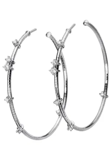 MATTIA CIELO 4cm White Gold Rugiada Hoop Earrings | Thumbnail 1 MATTIA CIELO 4cm White Gold Rugiada Hoop Earrings | Thumbnail 1