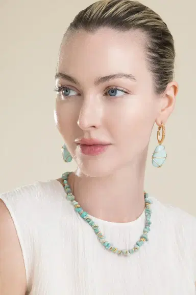 Gas Bijoux Amazonite Rainbow Large Lyre Earrings | Thumbnail 4 Gas Bijoux Amazonite Rainbow Large Lyre Earrings | Thumbnail 4