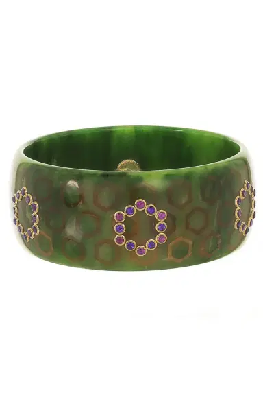 MARK DAVIS Amethyst Green Bakelite Bangle Bracelet | Thumbnail 1 MARK DAVIS Amethyst Green Bakelite Bangle Bracelet | Thumbnail 1