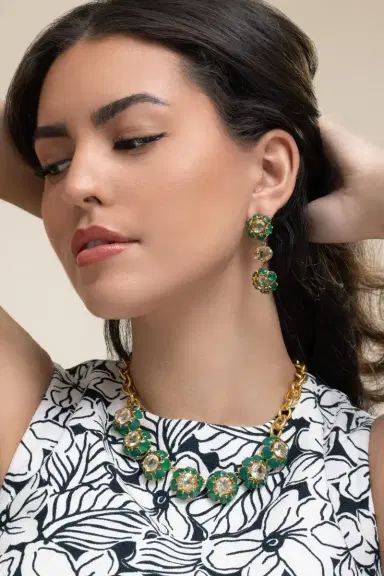BOUNKIT JEWELRY Amethyst Onyx Green Odessa Earrings | Thumbnail 2 BOUNKIT JEWELRY Amethyst Onyx Green Odessa Earrings | Thumbnail 2