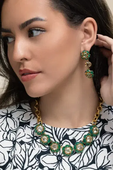 BOUNKIT JEWELRY Amethyst Onyx Green Odessa Earrings | Thumbnail 4 BOUNKIT JEWELRY Amethyst Onyx Green Odessa Earrings | Thumbnail 4