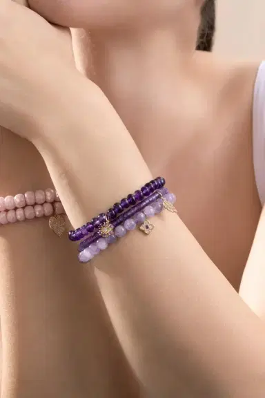 Sydney Evan Amethyst Tiny Feather Charm Bracelet | Thumbnail 2 Sydney Evan Amethyst Tiny Feather Charm Bracelet | Thumbnail 2