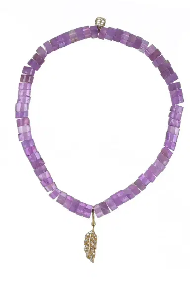 Sydney Evan Amethyst Tiny Feather Charm Bracelet | Thumbnail 1 Sydney Evan Amethyst Tiny Feather Charm Bracelet | Thumbnail 1
