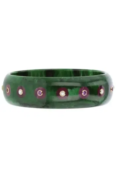 MARK DAVIS Amethyst White Topaz Green Bakelite Bangle | Thumbnail 1 MARK DAVIS Amethyst White Topaz Green Bakelite Bangle | Thumbnail 1