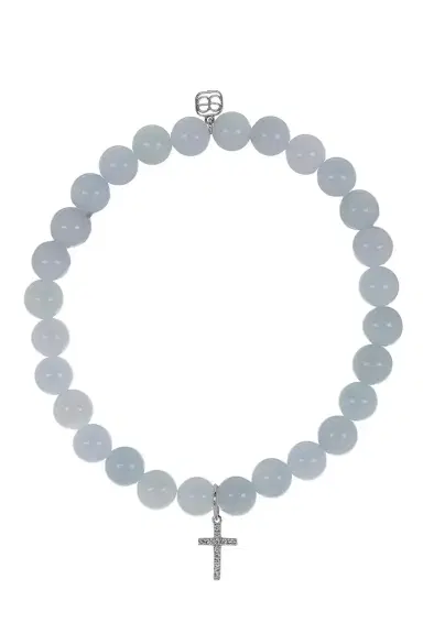 Sydney Evan Aquamarine Cross Charm Bracelet | Thumbnail 1 Sydney Evan Aquamarine Cross Charm Bracelet | Thumbnail 1