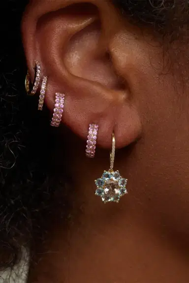 Jennifer Meyer Aquamarine Morganite Small Flower Earrings | Thumbnail 2 Jennifer Meyer Aquamarine Morganite Small Flower Earrings | Thumbnail 2