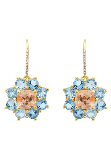 Jennifer Meyer Aquamarine Morganite Small Flower Earrings | Thumbnail 1 Jennifer Meyer Aquamarine Morganite Small Flower Earrings | Thumbnail 1