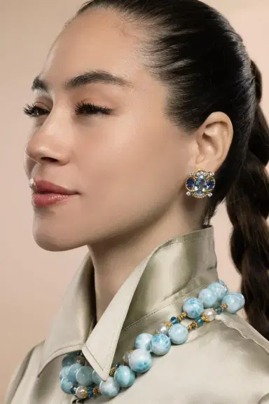 VERDURA Aquamarine Sapphire Quatrefoil Earrings | Thumbnail 2 VERDURA Aquamarine Sapphire Quatrefoil Earrings | Thumbnail 2