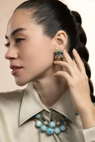 VERDURA Aquamarine Sapphire Quatrefoil Earrings | Thumbnail 3 VERDURA Aquamarine Sapphire Quatrefoil Earrings | Thumbnail 3