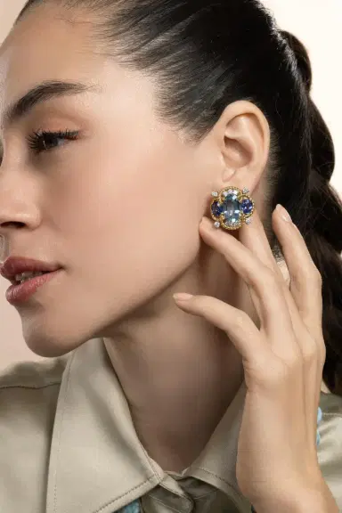 VERDURA Aquamarine Sapphire Quatrefoil Earrings | Thumbnail 4 VERDURA Aquamarine Sapphire Quatrefoil Earrings | Thumbnail 4