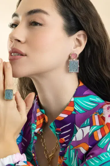 GOSHWARA Aquamarine Tourmaline G-One Earrings | Thumbnail 2 GOSHWARA Aquamarine Tourmaline G-One Earrings | Thumbnail 2