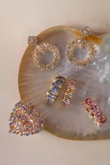 Suzanne Kalan Baguette Diamond Round Drop Earrings | Thumbnail 3 Suzanne Kalan Baguette Diamond Round Drop Earrings | Thumbnail 3