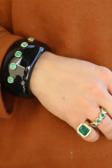Octavia Elizabeth Black Jade Emerald Cuff Bracelet | Thumbnail 3 Octavia Elizabeth Black Jade Emerald Cuff Bracelet | Thumbnail 3