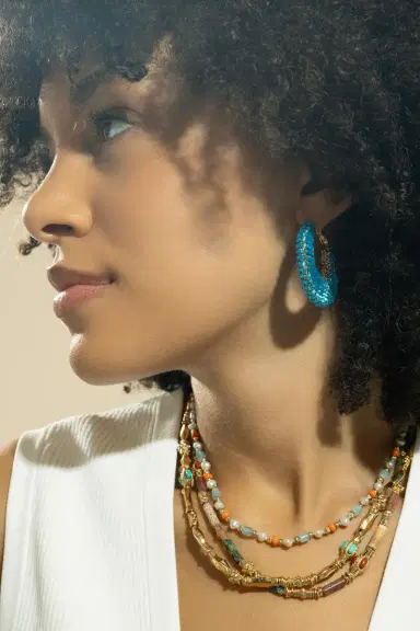 Gas Bijoux Blue Beaded Large Izzia Earrings | Thumbnail 4 Gas Bijoux Blue Beaded Large Izzia Earrings | Thumbnail 4