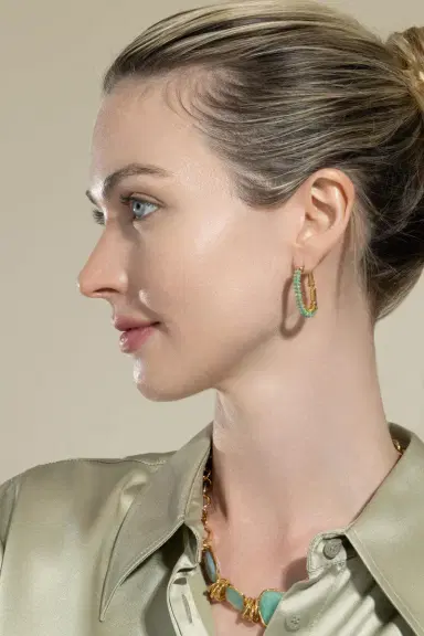 Gas Bijoux Blue Creole Lyre Hoop Earrings | Thumbnail 3 Gas Bijoux Blue Creole Lyre Hoop Earrings | Thumbnail 3