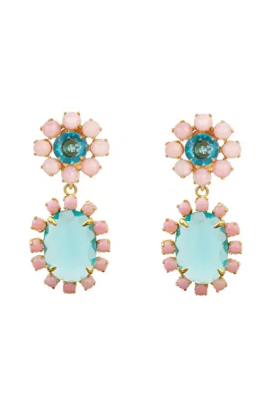 BOUNKIT JEWELRY Blue Quartz Pink Opal Earrings | Thumbnail 1 BOUNKIT JEWELRY Blue Quartz Pink Opal Earrings | Thumbnail 1