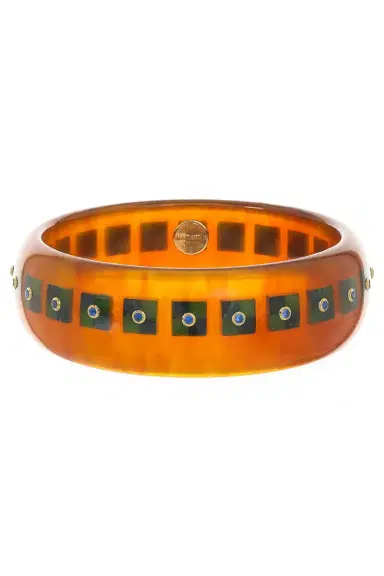 MARK DAVIS Blue Sapphire Brown Bakelite Bangle | Thumbnail 1 MARK DAVIS Blue Sapphire Brown Bakelite Bangle | Thumbnail 1