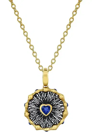 VRAM Blue Sapphire Heart Hypha Charm Necklace | Thumbnail 1 VRAM Blue Sapphire Heart Hypha Charm Necklace | Thumbnail 1