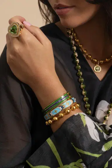 BUDDHA MAMA Blue Sapphire Kelly Green Bangle Bracelet | Thumbnail 4 BUDDHA MAMA Blue Sapphire Kelly Green Bangle Bracelet | Thumbnail 4