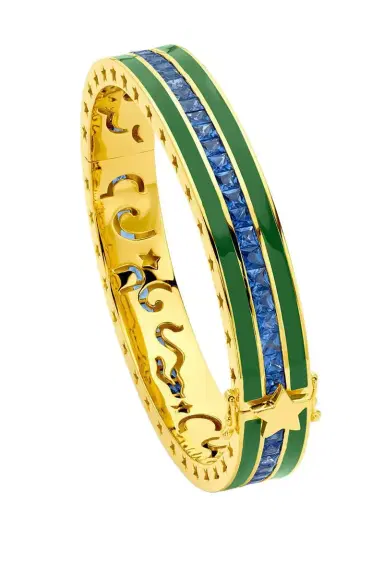 BUDDHA MAMA Blue Sapphire Kelly Green Bangle Bracelet | Thumbnail 1 BUDDHA MAMA Blue Sapphire Kelly Green Bangle Bracelet | Thumbnail 1