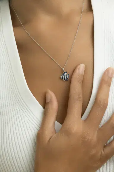 LISA NIK Blue Sapphire Ruby Diamond Fish Necklace | Thumbnail 2 LISA NIK Blue Sapphire Ruby Diamond Fish Necklace | Thumbnail 2