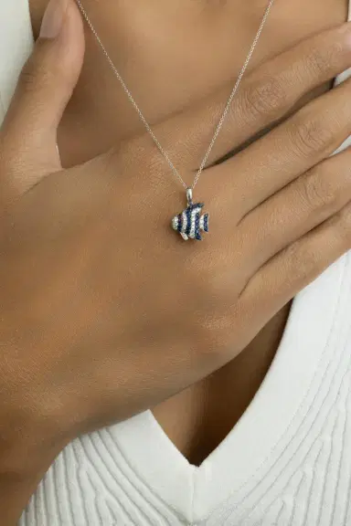 LISA NIK Blue Sapphire Ruby Diamond Fish Necklace | Thumbnail 3 LISA NIK Blue Sapphire Ruby Diamond Fish Necklace | Thumbnail 3