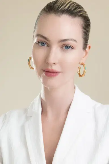 Gas Bijoux Blue Small Bamboo Strass Earrings | Thumbnail 2 Gas Bijoux Blue Small Bamboo Strass Earrings | Thumbnail 2
