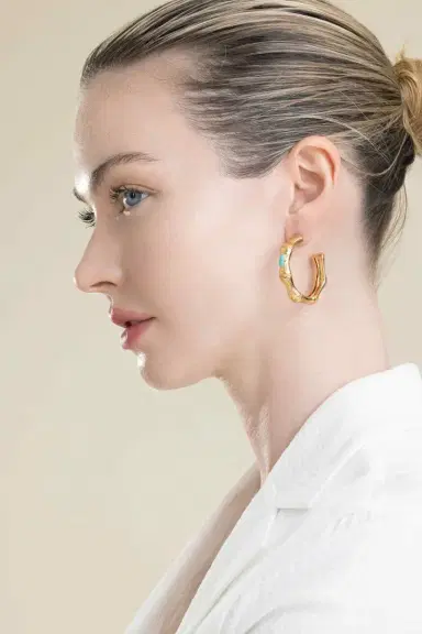 Gas Bijoux Blue Small Bamboo Strass Earrings | Thumbnail 3 Gas Bijoux Blue Small Bamboo Strass Earrings | Thumbnail 3