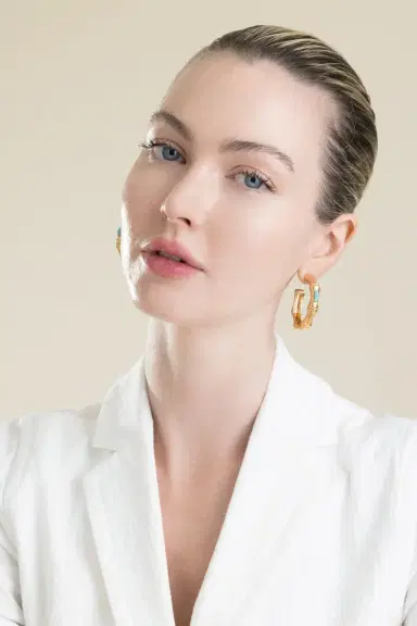 Gas Bijoux Blue Small Bamboo Strass Earrings | Thumbnail 4 Gas Bijoux Blue Small Bamboo Strass Earrings | Thumbnail 4
