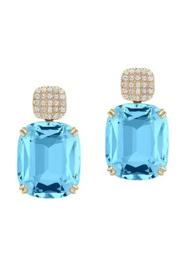 GOSHWARA Blue Topaz Cushion Cut Gossip Earrings | Thumbnail 1 GOSHWARA Blue Topaz Cushion Cut Gossip Earrings | Thumbnail 1