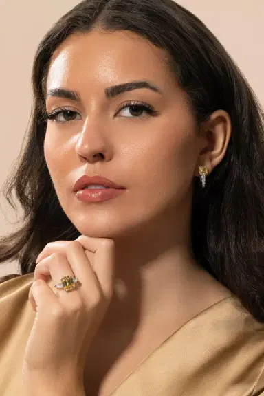 FANTASIA by DESERIO Canary Square Stone Earrings | Thumbnail 2 FANTASIA by DESERIO Canary Square Stone Earrings | Thumbnail 2