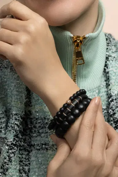 ROBERTO DEMEGLIO Champagne Diamond Matte Black Sfera Stretch Bracelet | Thumbnail 4 ROBERTO DEMEGLIO Champagne Diamond Matte Black Sfera Stretch Bracelet | Thumbnail 4