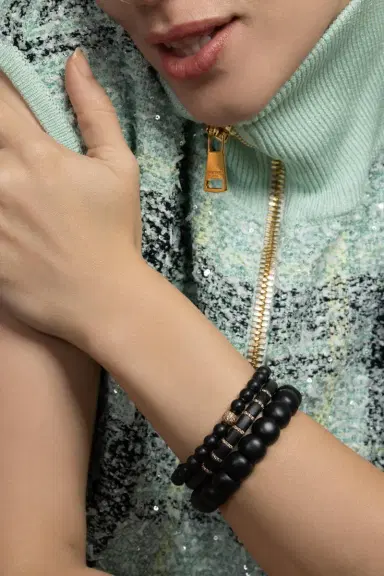 ROBERTO DEMEGLIO Champagne Diamond Matte Black Sfera Stretch Bracelet | Thumbnail 5 ROBERTO DEMEGLIO Champagne Diamond Matte Black Sfera Stretch Bracelet | Thumbnail 5