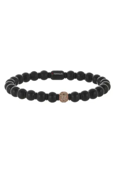 ROBERTO DEMEGLIO Champagne Diamond Matte Black Sfera Stretch Bracelet | Thumbnail 1 ROBERTO DEMEGLIO Champagne Diamond Matte Black Sfera Stretch Bracelet | Thumbnail 1