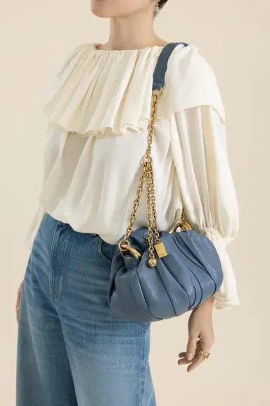 Chloé Chloé Plissé Shoulder Bag - Ashes Blue | Thumbnail 3 Chloé Chloé Plissé Shoulder Bag - Ashes Blue | Thumbnail 3