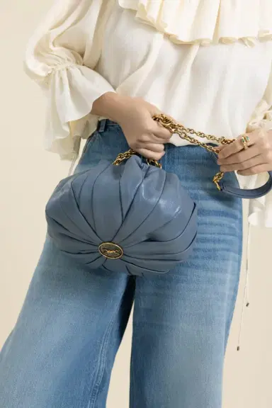 Chloé Chloé Plissé Shoulder Bag - Ashes Blue | Thumbnail 4 Chloé Chloé Plissé Shoulder Bag - Ashes Blue | Thumbnail 4