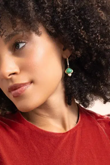 Marina B Chrysoprase Diamond Trisolina Drop Earrings | Thumbnail 3 Marina B Chrysoprase Diamond Trisolina Drop Earrings | Thumbnail 3