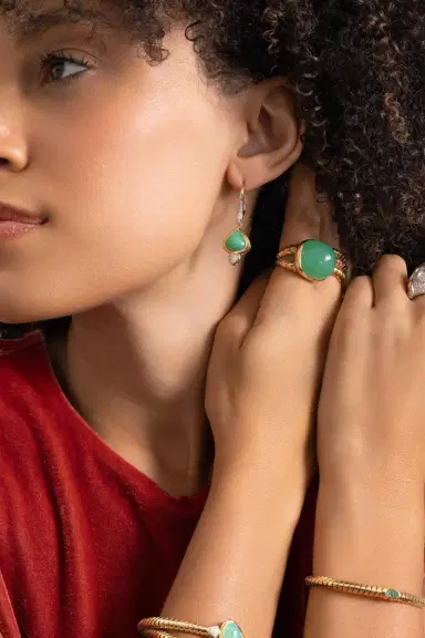 Marina B Chrysoprase Diamond Trisolina Drop Earrings | Thumbnail 4 Marina B Chrysoprase Diamond Trisolina Drop Earrings | Thumbnail 4