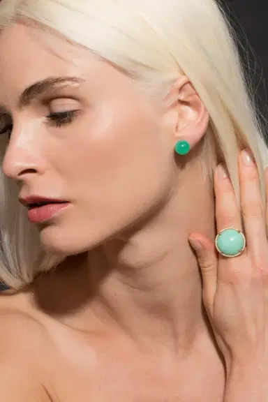 IRENE NEUWIRTH JEWELRY Chrysoprase Stud Earrings | Thumbnail 3 IRENE NEUWIRTH JEWELRY Chrysoprase Stud Earrings | Thumbnail 3