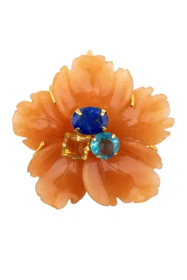 BOUNKIT JEWELRY Citrine Topaz Red Flower Pin Pendant | Thumbnail 1 BOUNKIT JEWELRY Citrine Topaz Red Flower Pin Pendant | Thumbnail 1