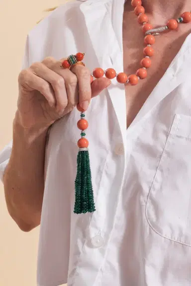 ANDREOLI Coral Bead Tassel Necklace | Thumbnail 5 ANDREOLI Coral Bead Tassel Necklace | Thumbnail 5