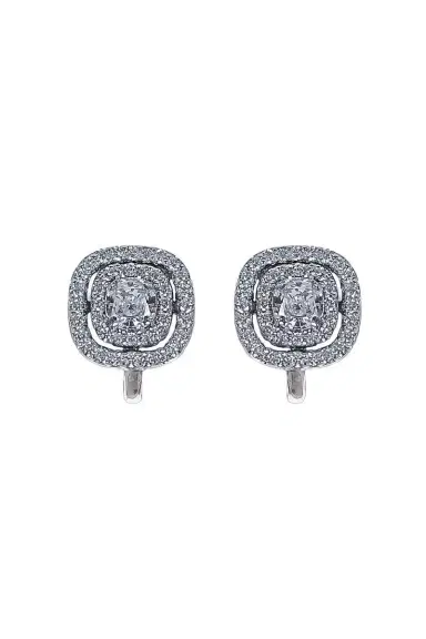 FANTASIA by DESERIO Cushion Cut Double Halo Earrings | Thumbnail 1 FANTASIA by DESERIO Cushion Cut Double Halo Earrings | Thumbnail 1