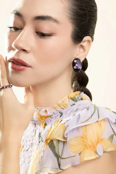 ANDREOLI Diamond Amethyst Black Earrings | Thumbnail 3 ANDREOLI Diamond Amethyst Black Earrings | Thumbnail 3